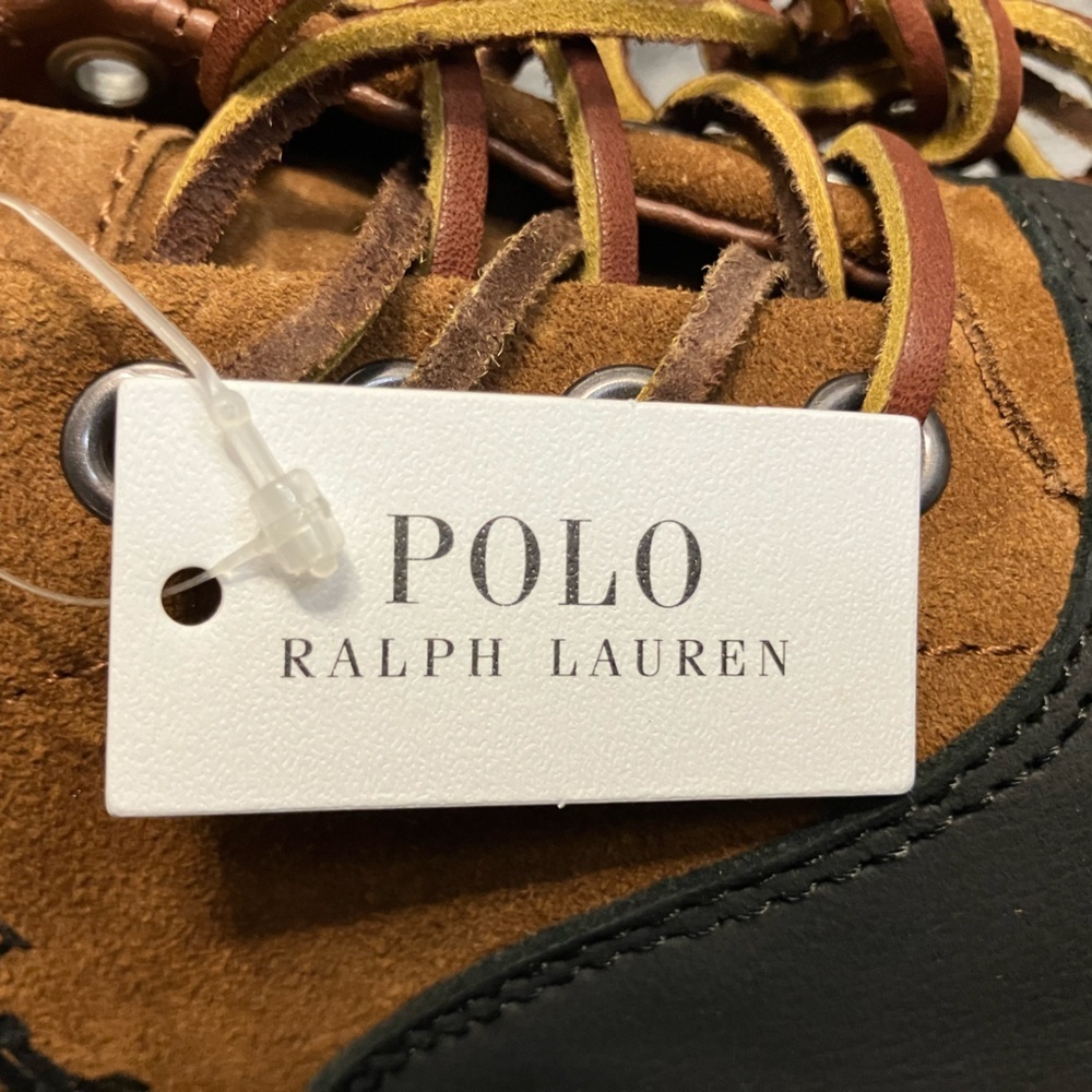 NIB Ralph Lauren Polo Vaughn Leather Men’s Saddle Sneakers Shoes Size 8.5 - Picture 8 of 13